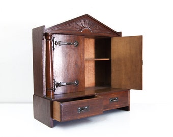 English Art Neuveau Miniature Cabinet