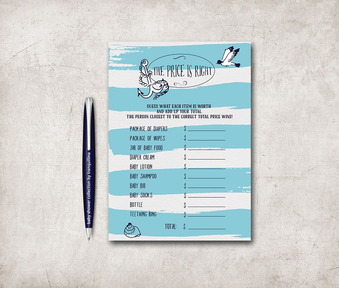 Baby Shower Price is Right Printable The Price is right Baby