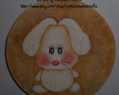 Cute Handpainted Bunny on a Round Magnet, White and Tan, Gift for a friend, Animal Lover, 3 inch magnet, Easter, Spring, funny, happy gift