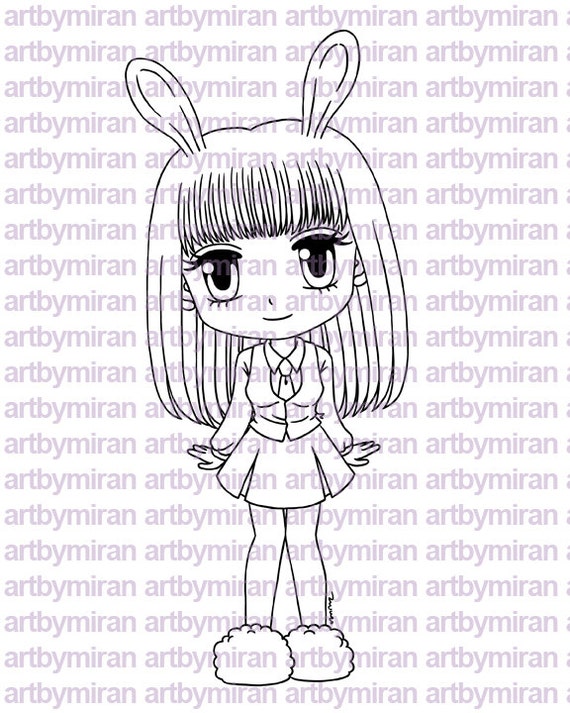 Digital Stamp - Honey Bunny, Digi Stamp, Coloring page, Printable Line art for Card and Craft Supply