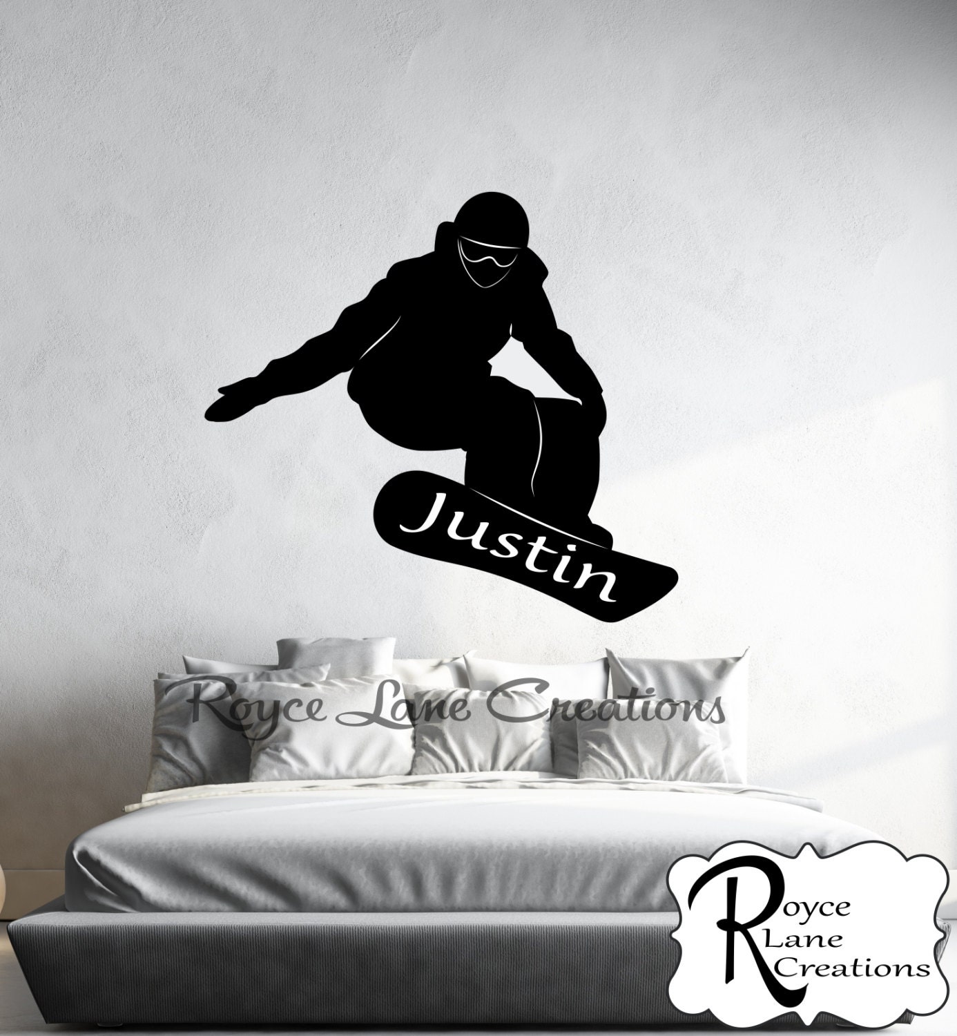 Snowboard Decal Snowboarder with Personalized Name Sports
