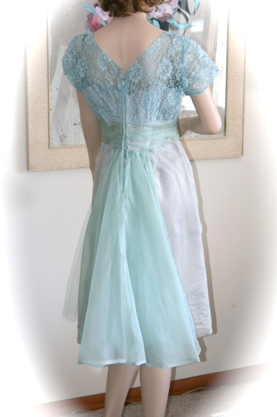 Beautiful Icy  Aqua Blue  Cocktail  Dress  1950 s