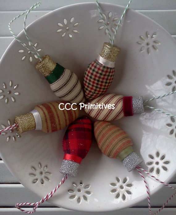 Primitive Christmas Bulb Pattern - Primitive Pattern - Christmas Ornament Pattern - Christmas Ornament - Handmade Ornament Pattern