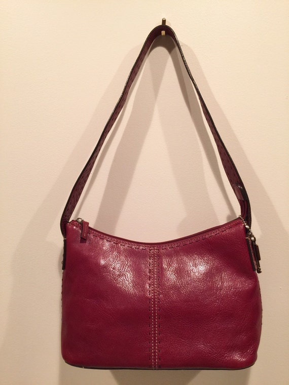 fossil red leather handbag