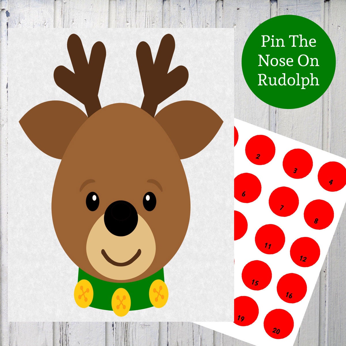 Printable Pin The Nose On Rudolph