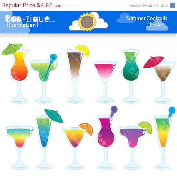 75% OFF Summer Cocktails Clipart. Cocktail Clip Art. Summer Clipart ...