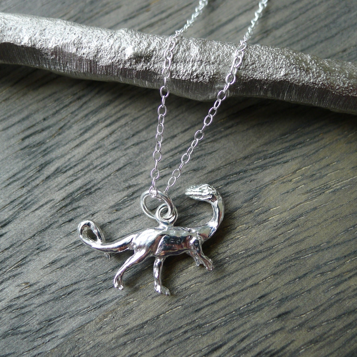 Sterling Silver Raptor Necklace Dinosaur by SilverMooseArts