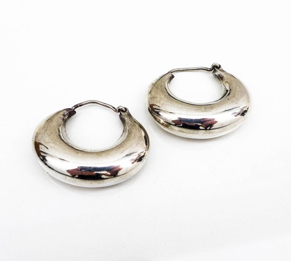 Gypsy fat hoops silver earrings sterling silver wide by SPIRALICA