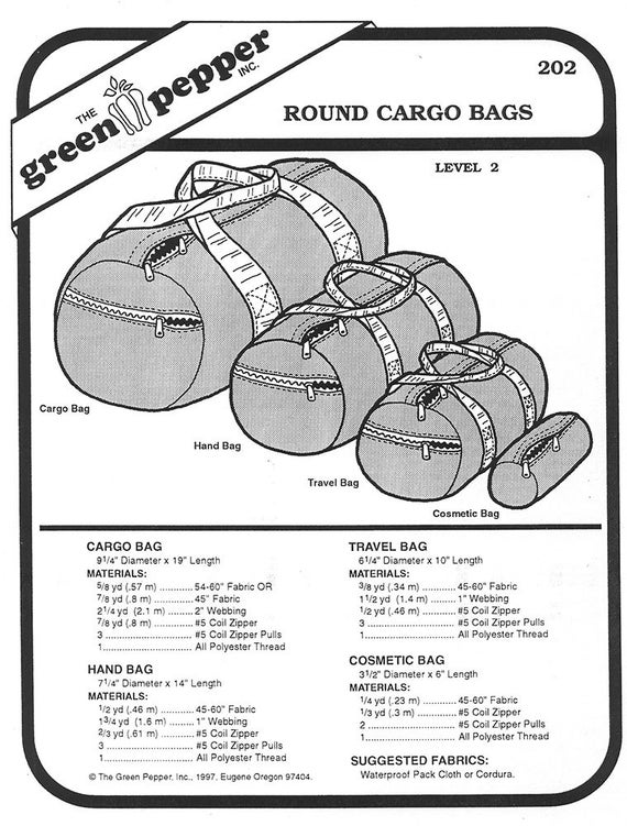 Download Sewing Pattern Round Cargo Bag Pattern Duffle Bag Pattern