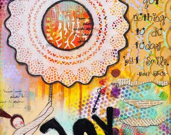 Paul Simon - Choose Joy - Mixed Media Collage Art - Smile Inspirational Art - Whimsical Art - Modern Wall Art - Cool Posters - Giclee Print