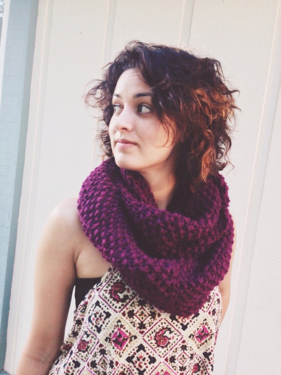 Chunky Knit Infinity Scarf Seed Stitch Over-Sized Wool Fashion