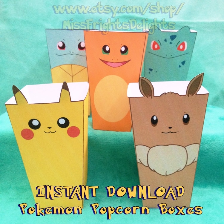Pokemon Inspired Popcorn Boxes Instant Download Printable