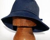 Asymmetric floppy widebrim denim hat