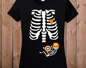 Pregnant Halloween Costume Pregnant Skeleton Shirt Maternity Skeleton T Shirt Boy Superhero Halloween Pregnancy Announcement Shirt Ladies