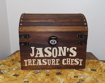 Children's Stained Personalized Wood Treasure Chest, Child's Keepsake Chest, Child's Toy Chest, Birthday Gift, Wooden Stained Chest, Toy Box