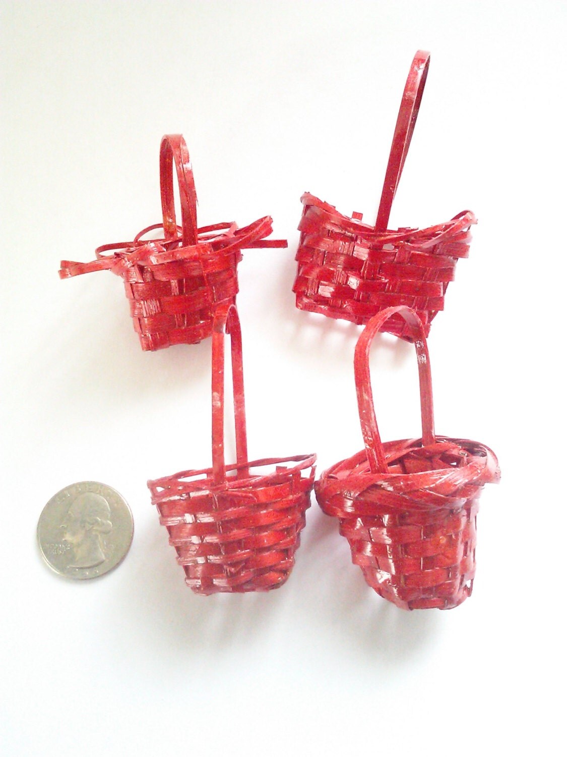 Tiny Woven Red Vintage Baskets / by JulesCristenVintage on Etsy