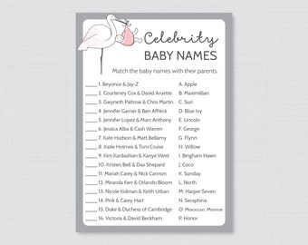 Celebrity Baby Shower Game Printable  Stork Baby Shower Celebrity Baby Name Match  Instant 