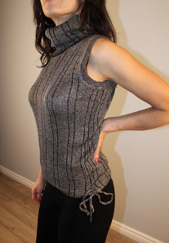 1980s sleeveless turtleneck metallic gold and by dameetdemoiselle