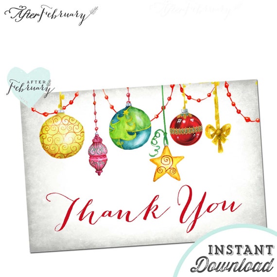 christmas thank you card watercolor ornaments by afterfebruary christmas thank you card watercolor ornaments by afterfebruary