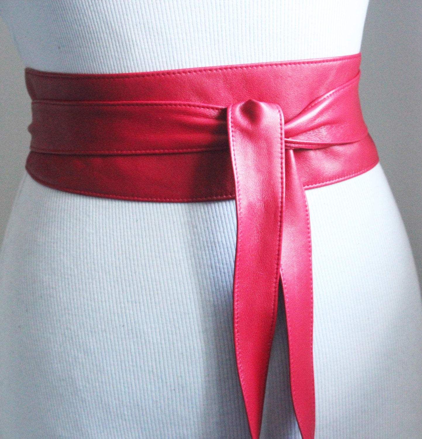 Red Leather Obi Belt Red Corset Belt Red Leather Sash belt