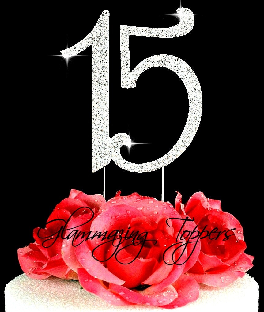 Custom 15 Quinceañera Rhinestone Cake Topper Decoration