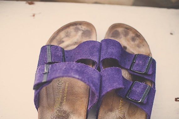 purple leather birkenstocks