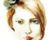 Woman Portrait Watercolor Painting Art Print, Beauty Fashion Illustration Woman Portrait Watercolor Painting Art Print, Beauty Fashion Illustration