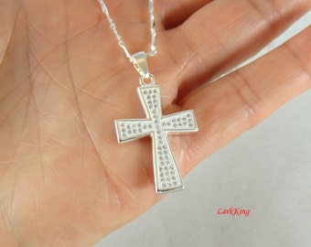 Cross necklace, sterling silver necklace cross, christian cross, cross jewelry, cross gifts, christian gift, religious gifts, NE105