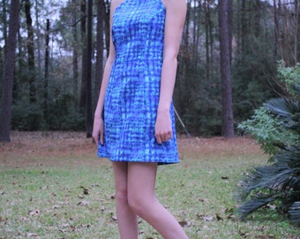Cute 60's Sleeveless Blue Shift Dress Size 7/8