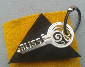 personalized keychain any word or name up to 10 letters any alphabet "key matrix"