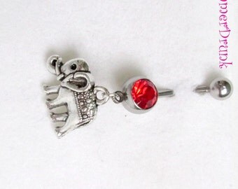 Elephant belly button ring , Navel ring, Belly button Jewelry, Belly button piercing, Belly button ring