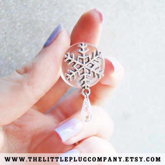 Items similar to Frozen Snowflake Swarovski Crystal Plugs 18mm on Etsy