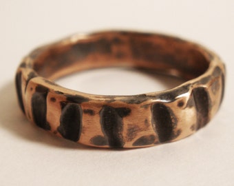 Organic Copper Ring Oxidized Warm Natural Color Tones Statement Gift Minimalist Handmade Hammered Jewelry