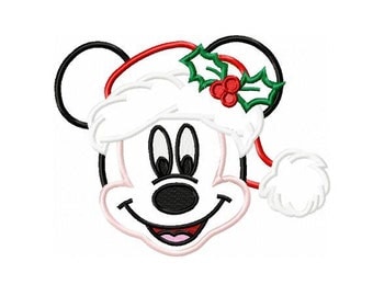 Christmas Mickey Mouse Applique Design in 3 Sizes - Instant Download