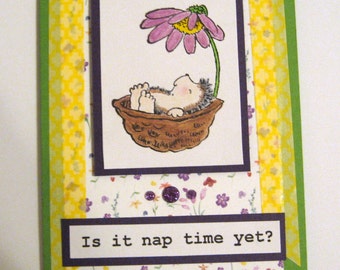 Handmade Penny Black Hedgehog card Is it nap time?