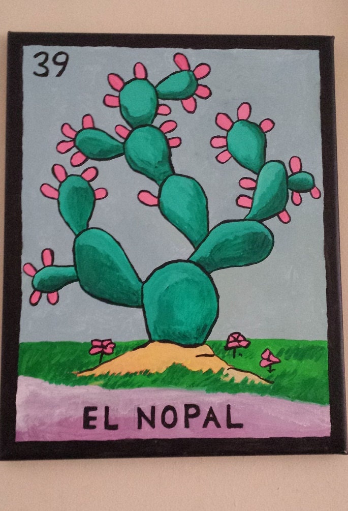 Hand Painted Loteria Card El Nopal by thesleepingwolfstore