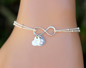 Valentine Heart Bracelet, Infinity Bracelet , Initial Bracelet ,Bridesmaids, Monogram,Friendship, Heart initial bracelet, Personalized Gifts