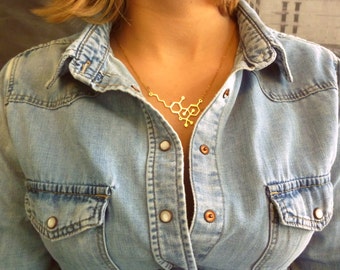 SALE THC molecule necklace Marijuana necklace 14K gold necklace chemistry jewelry chemistry necklace molecule necklace