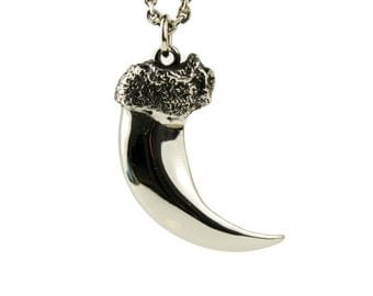 Bear Claw Necklace Jewelry White Bronze Talon Pendant with Handmade Chain Gothic Steampunk Jewelry - FPE010 T2