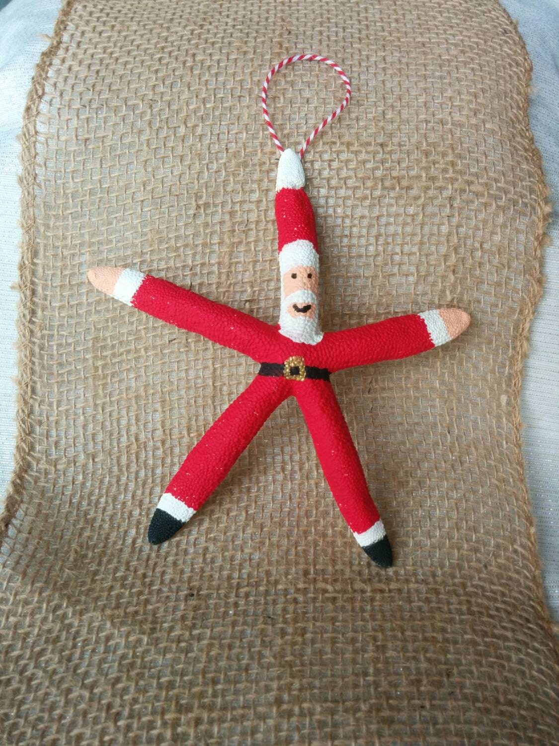 Starfish Ornament Santa Ornament Starfish Christmas