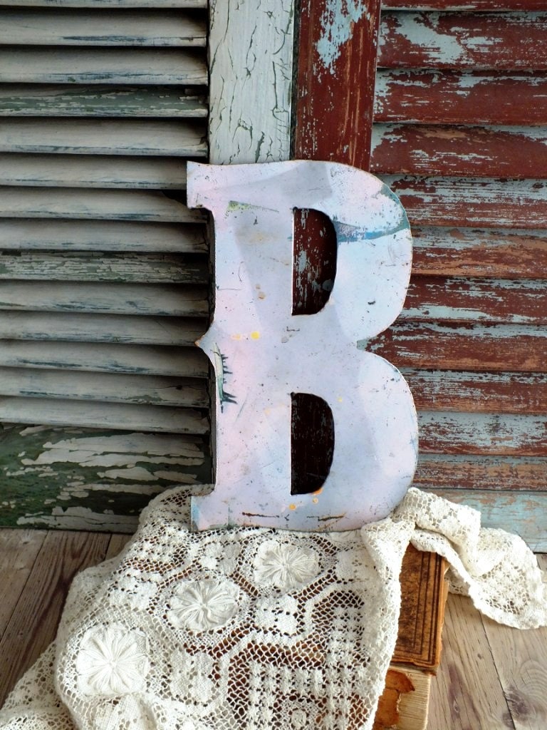 Letter B Initial B Vintage Metal Sign By Avintageobsession On