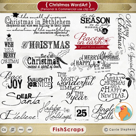 Christmas WordArt, Christmas Scrapbooking Titles, Quote Digital Stamps ...