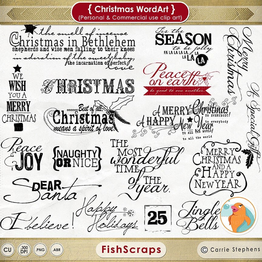 Christmas WordArt Christmas Scrapbook Titles Quote Digital