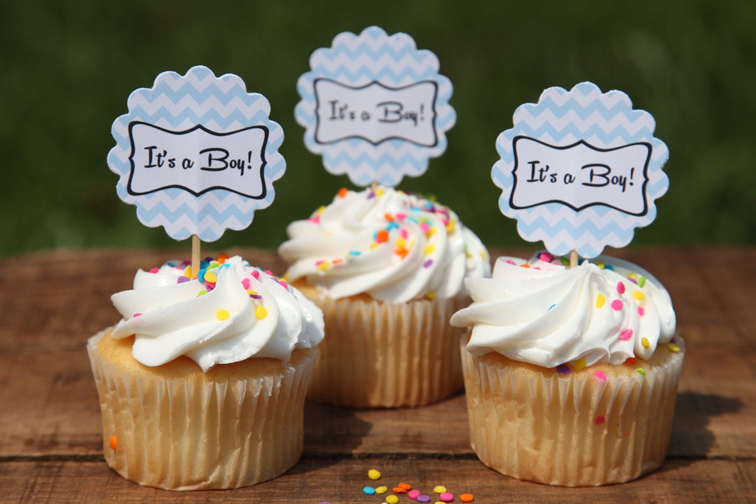 Its A Boy Baby Chevron Cupcake Picks Perfect for Baby