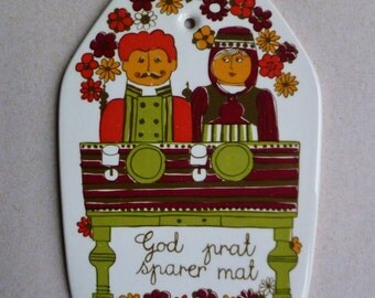 Figgjo Flint Folklore Wall Plaque. Mid Century. Scandinavian Modern. Turi Gramstad Oliver. Vintage 1960s. Made in Norway. Spoon Rest.