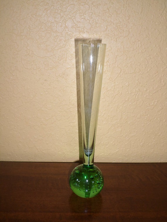 Bubble BUD VASE/GREEN/Vintage/Green Tint
