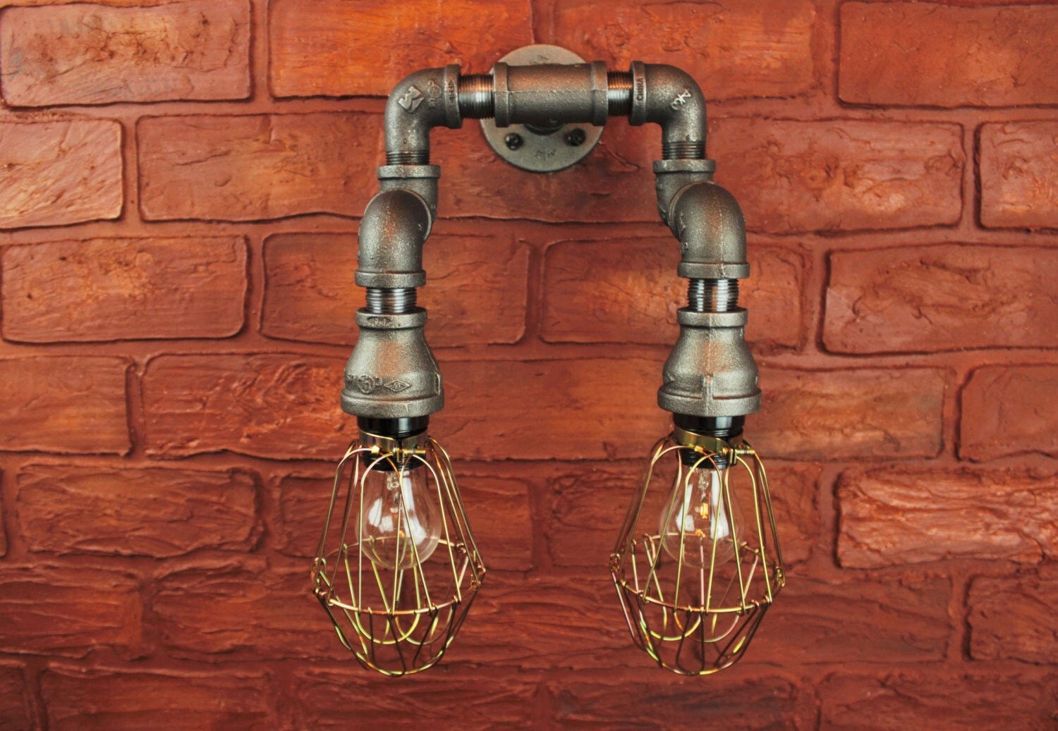 Pipe Lighting Brass Cages / Wall Art Steampunk & Industrial