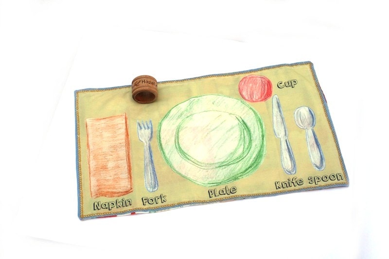Montessori Placemat Place setting placemat Napkin Ring Set