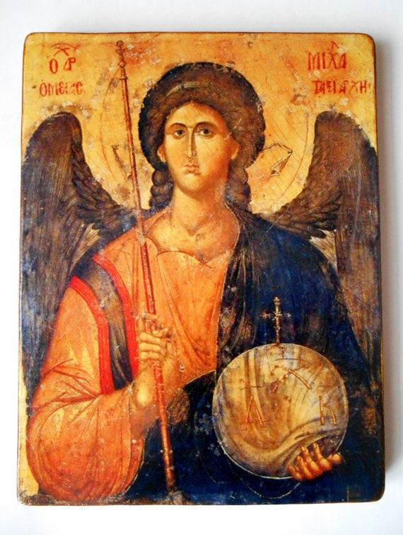 Sale Handmade Byzantine Icon St. Michael the Archangel 14th