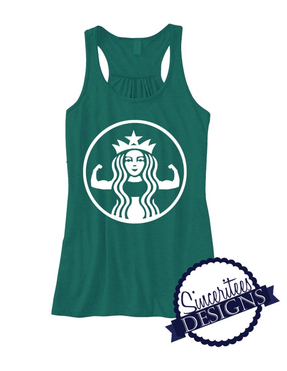 Starbucks parody workout tank ladies/womens racerback tanktop